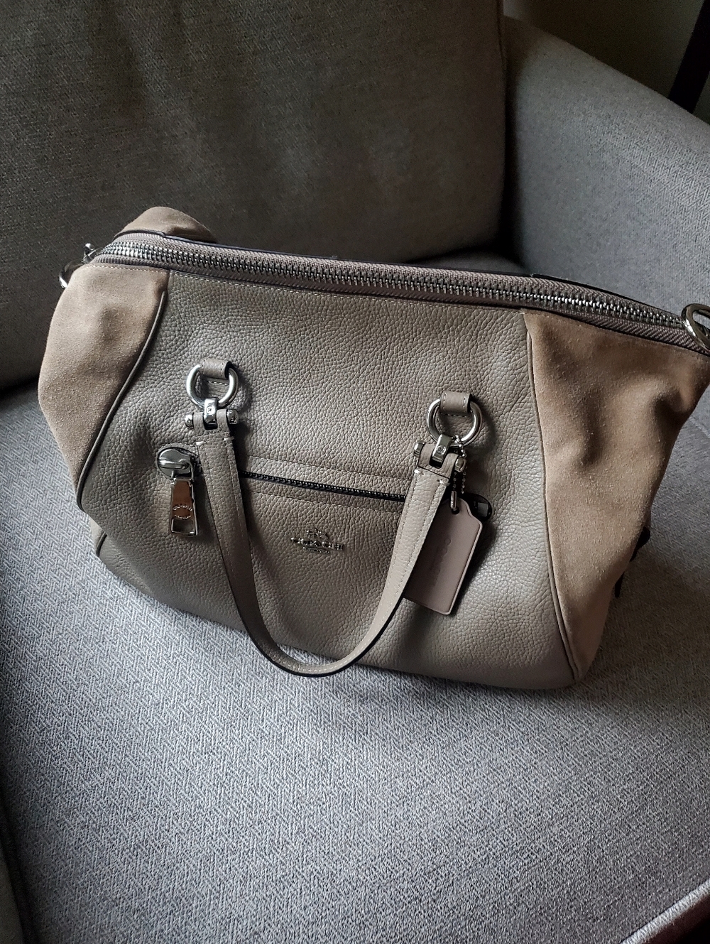 Coach Primrose Beige Taupe Leather Satchel Carryall Bag - Picture 2 of 15